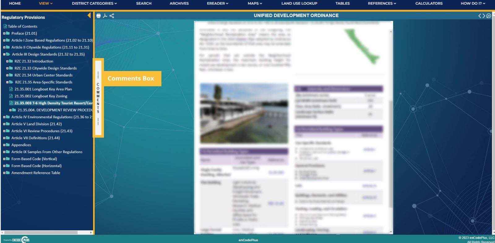Instructional Image showing the comments box