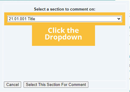Instructional Image showing alternative drop down box on entire chapter