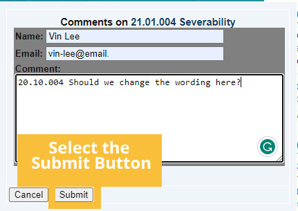 Instructional Image showing the Submit button