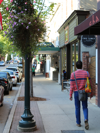 Sidewalk by shops